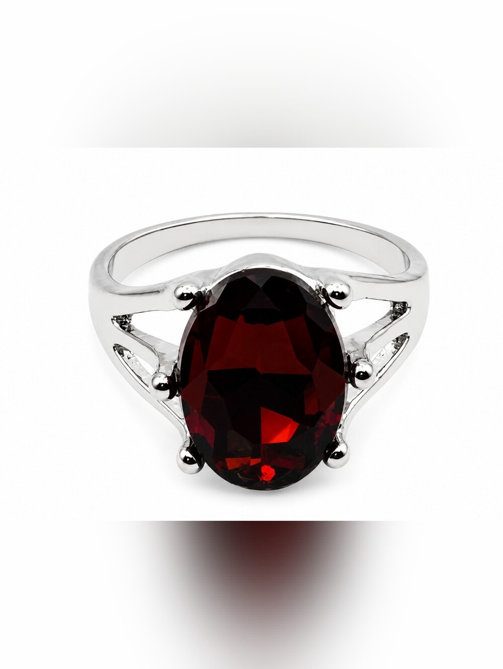 Elegant Silver Plated and Brown Gemstone Ring U.S Size 9.25-9.5